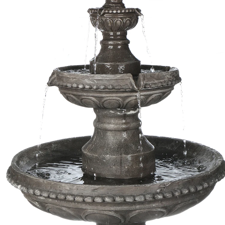 High Quality Modern Art Large Size Fiberglass 2 Tier Pedestal Fountain for Home Garden Decoration