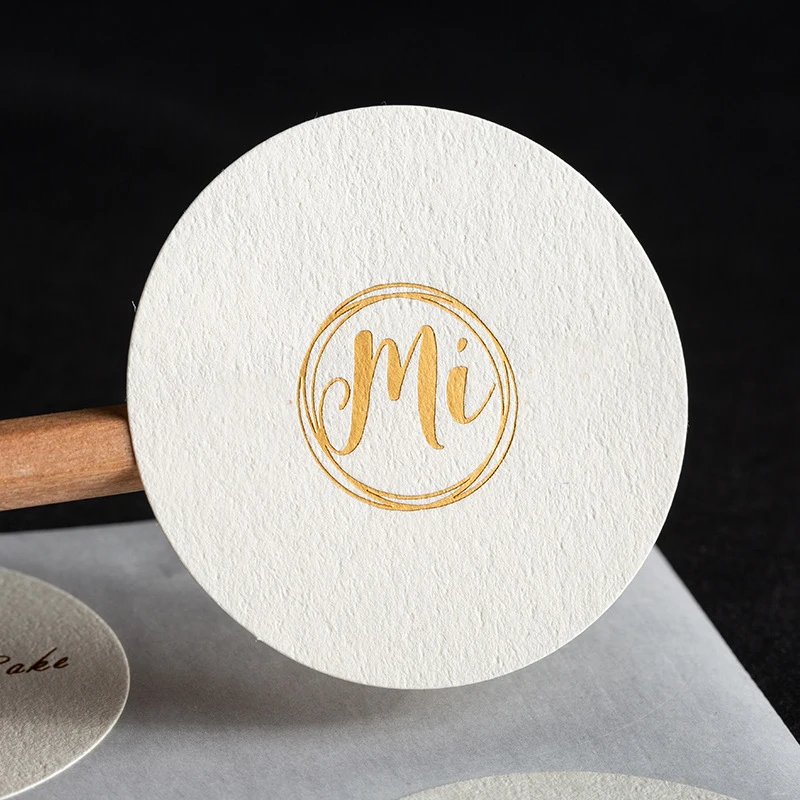 Custom Green Matte Embossed Sticker Texture Paper Self-Adhesive Stickers Label Envelope Seal Stickers