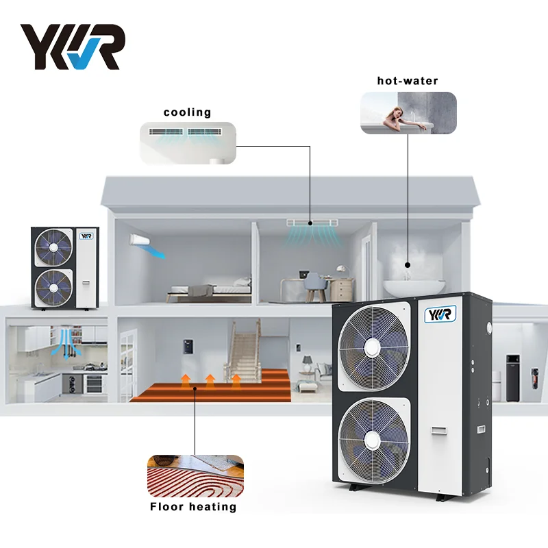 YKR high temperature monoblock DC inverter Warmepumpe All in one heat pump for heating cooling EVI Air Source Heat Pump