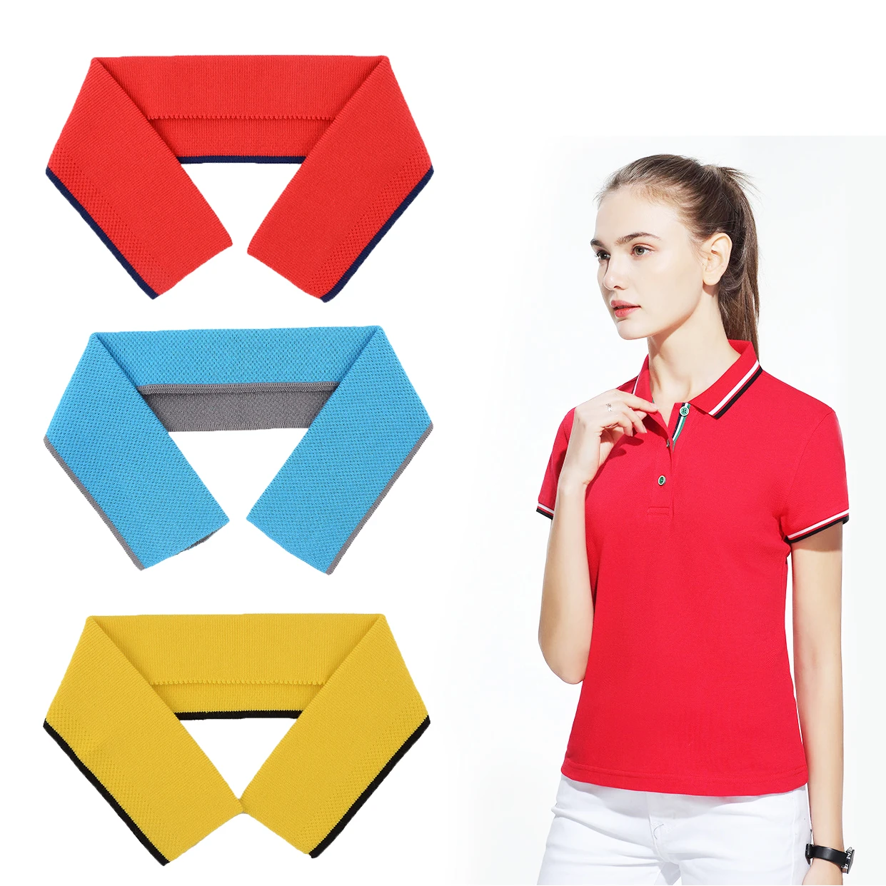 Однотонный трикотажный воротник и манжета из полиэстера 1x1