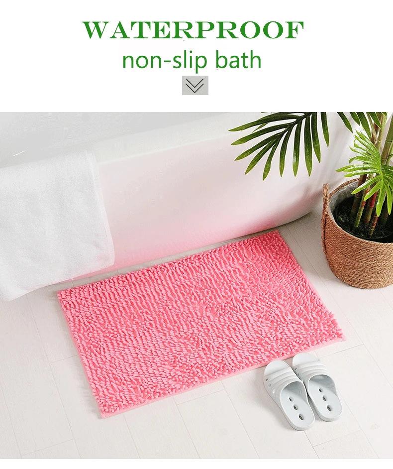 
Non Slip Shaggy Chenille Bath Mat for Bathroom Rug Microfiber Water Absorbent Bath mat 