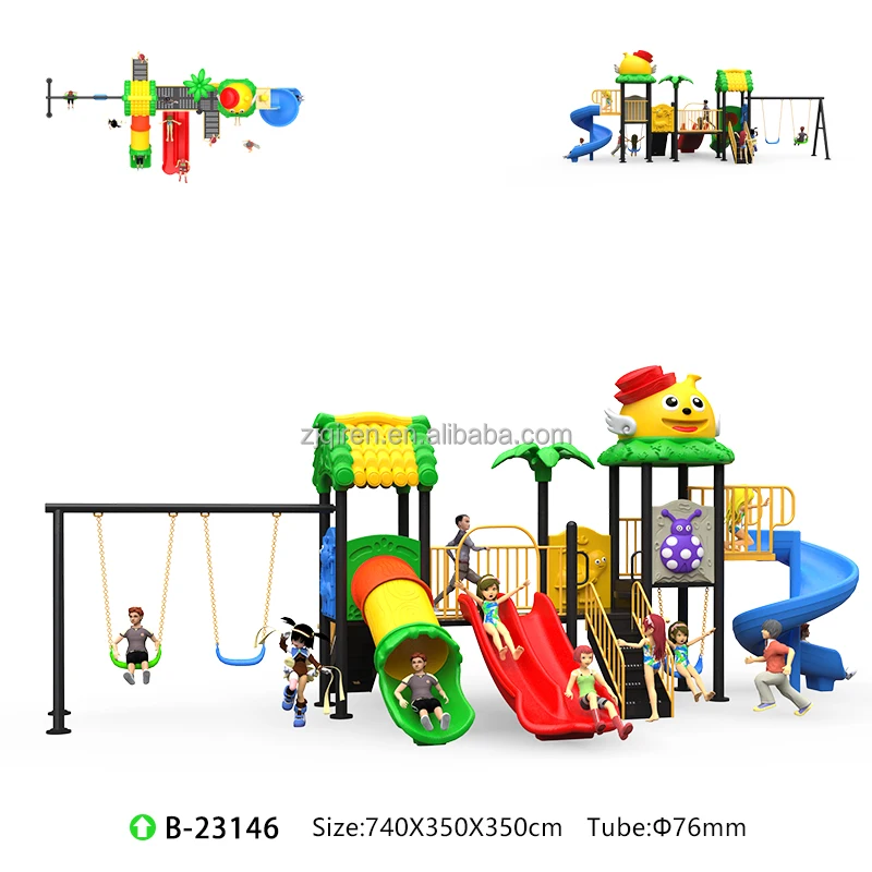 Customized Brand New Product Colorful Big Kids Outdoor Playground with slides Swings Amusement Park Equipment for Party
