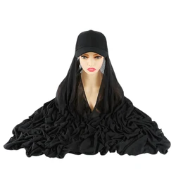 2022 Wholesale Supplier Ready To Wear Muslim Women Plain Shawl Instant Hijab With Baseball Cap Jersey Sport Hijab Scarf