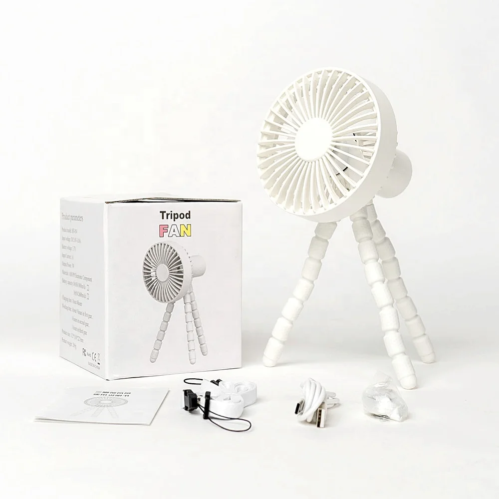 
2021 New Versatile Handheld Desktop Clip-on USB Charging Mini Air Conditioner Silent Electric Octopus Silica Gel Tripod Fan 