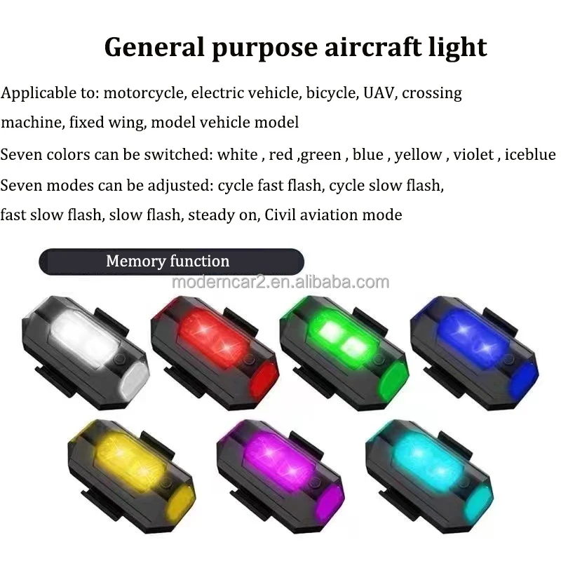 LED Aircraft Strobe Lights Wireless Flashing Navigation Lights 7 Colors USB Charging Light for Locomotive Motorcycle UAV
