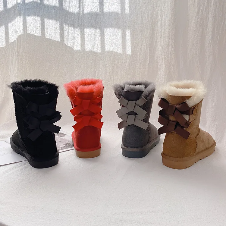 Factory Direct Wholesale Winter Warm Sheepskin Fur Boots Waterproof Furry Snow Boots For Women