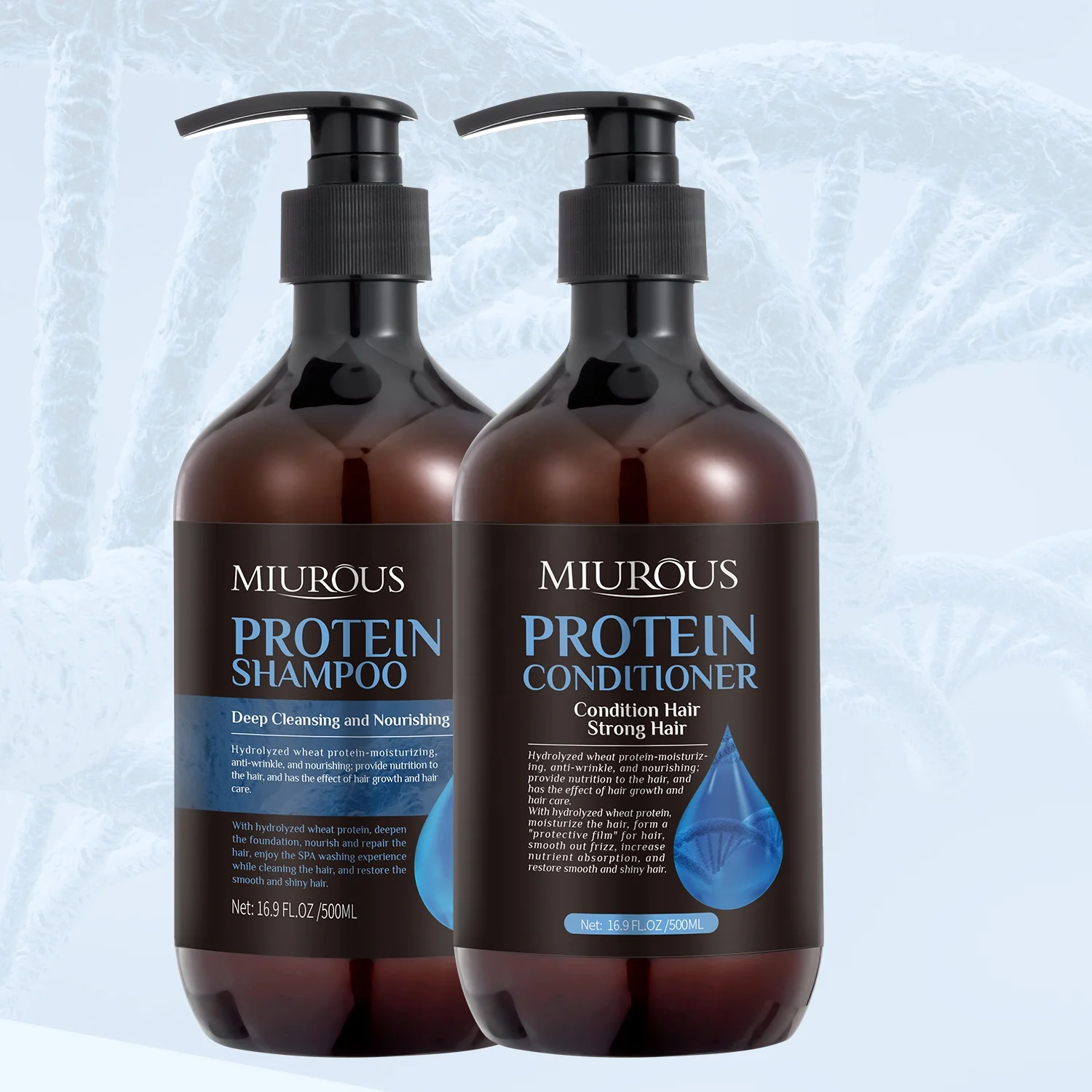 Лучший роскошный Уход за волосами без жестокости протеин рис Вода против выпадения волос салонный шампунь натуральные травы с жидким кератином