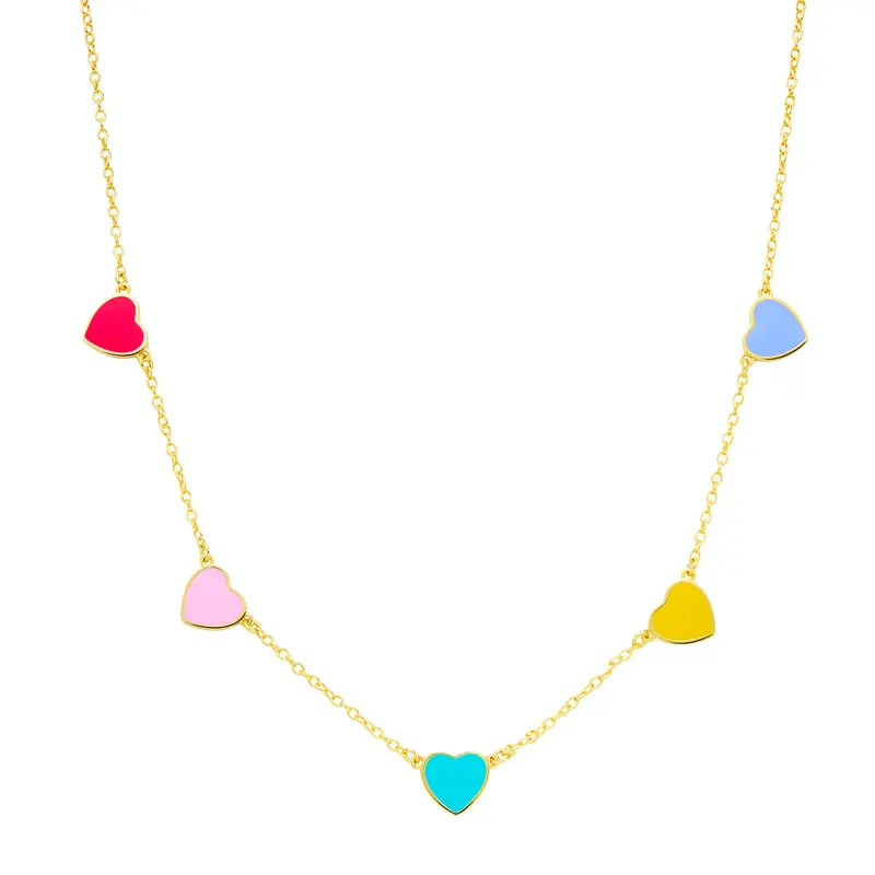 Slovehoony Fashion18k Gold Colorful Enamel Heart Locket Necklaces Designer 925 Sterling Silver Dainty Chocker Necklace For Women