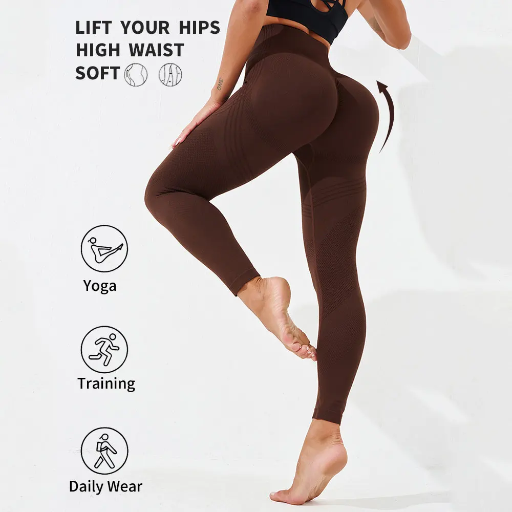 Seamless Solid Custom Logo Yoga Pants Push Up Sportswear Fitness Tight Compression Workout Leggings Body Sculpt Pants