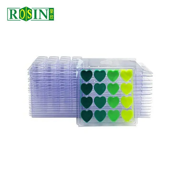 Frosted heart shape empty clear plastic blister 16 cavity pp wax melt clamshell packaging christmas