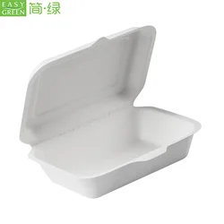 Easy Green 450ML Sugarcane bagasse Clamshell packaging Biodegradable food container