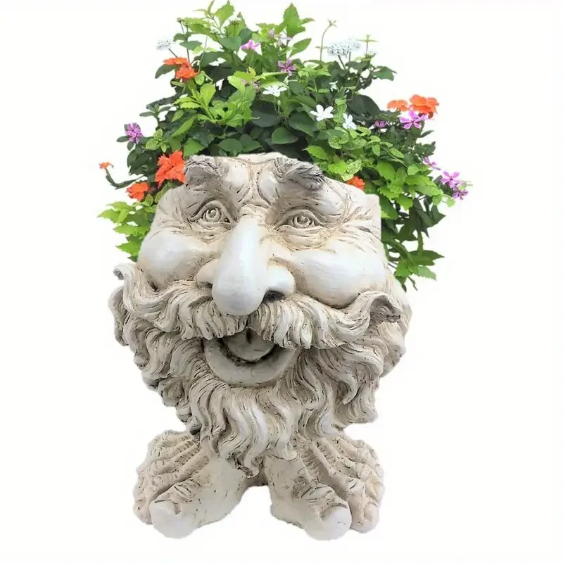 Garden Yard Lawn Resin Flower Pot Ornaments Funny Muggle Head Planter Face Planter Pots