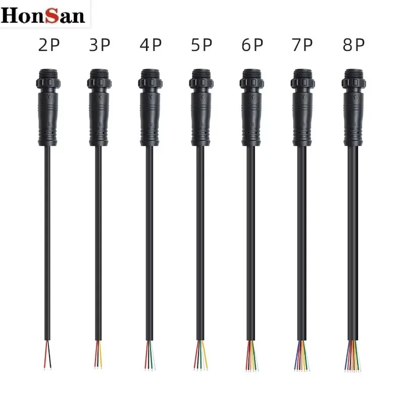 IP67 2 3 4 5 6 core M12 metal LED lamp aviation head  Outdoor camera male and female  waterproof cable