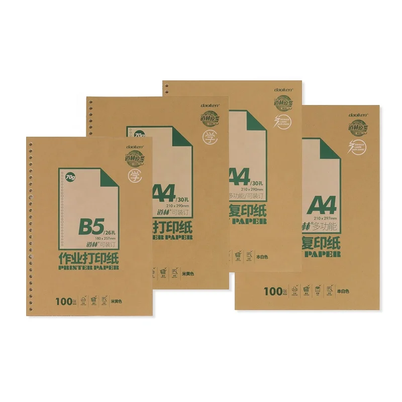 A4 B5 high quality 70gsm/80gsm perforated copier paper ivory/white pack 100 sheets