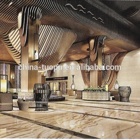 Interior Wall and Roof Decoration Fireproof Stretch Wave Aluminum Baffle Ceiling Panels