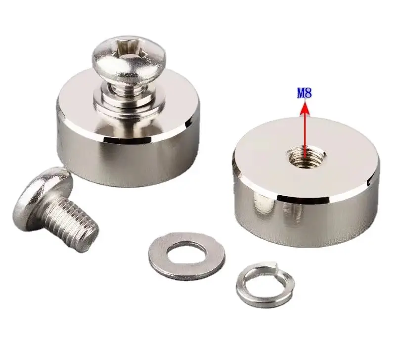 Strong Magnetic Round Base Pot  magnet with Male Thread Stud #M8 Neodymium Magnet  Mounting