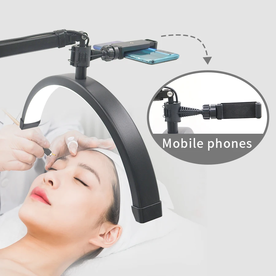 New 16 inch half-moon eyelash lamp desktop cantilever bedside nail brow LED eye protection lamp fill light