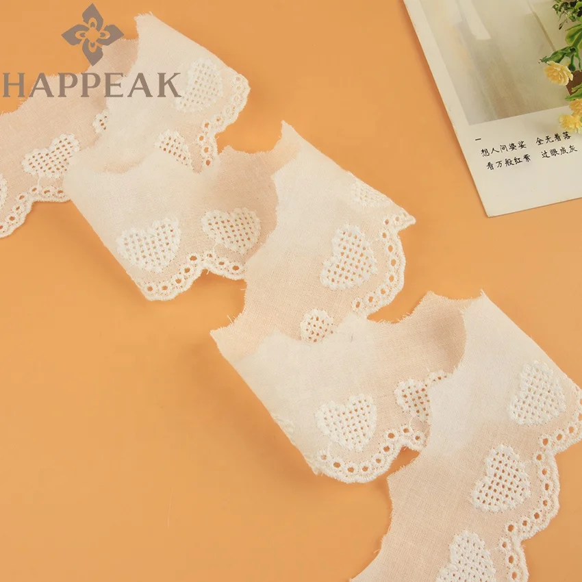HAPPEAK High Quality Embroidered Lace Trim Crochet Guipure Cotton Lace Trim Ribbon Roll For Wedding Decoration