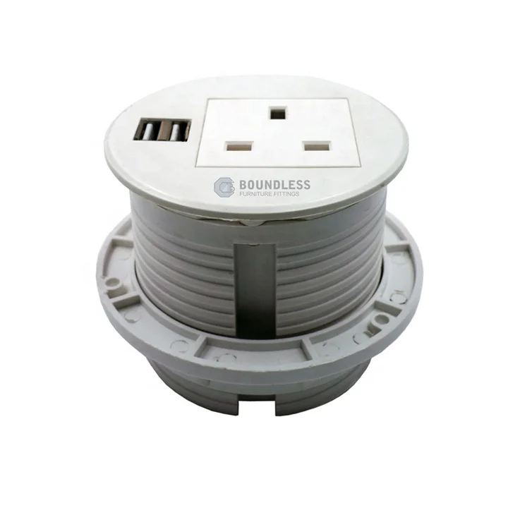 High Quality High Grade Round Type Desktop Socket Outlet With USB Charger