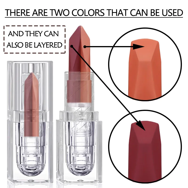 2 color in one lip liner lipstick shimmering and matte nude black mermaid shimmering metallic beauty cosmetics Private label