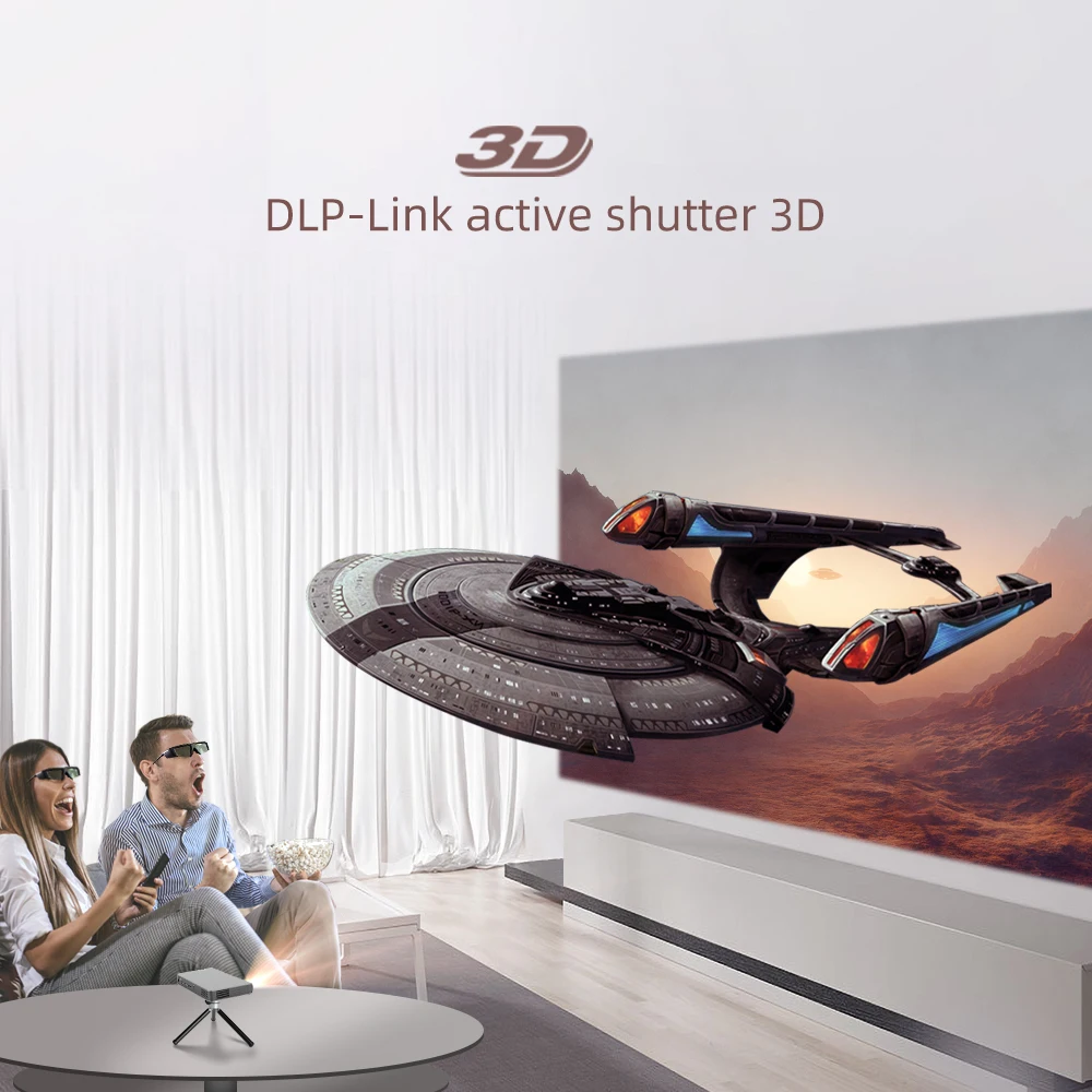 BYINTEK R19 Home Theater Projector 4K 3D Cinema Video Projector Android WiFi Smart DLP High Lumens Projector