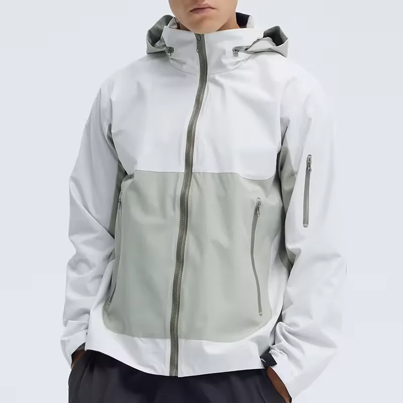Casual Man Waterproof Jacket Two Tone Jacket Man DWR Lightweight Outdoor Jacket