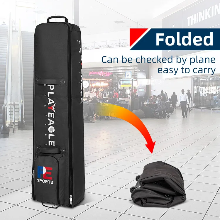 PLAYEAGLE Foldable Shockproof Nylon Golf Cart Bag With Wheels Golf Bags for Airline
