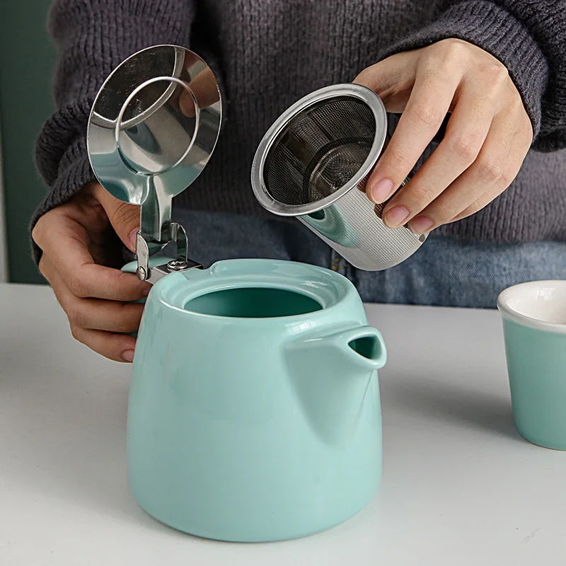  Nordic Style Ceramic Tea Pot Stainless Coffee Strainer English with Steel