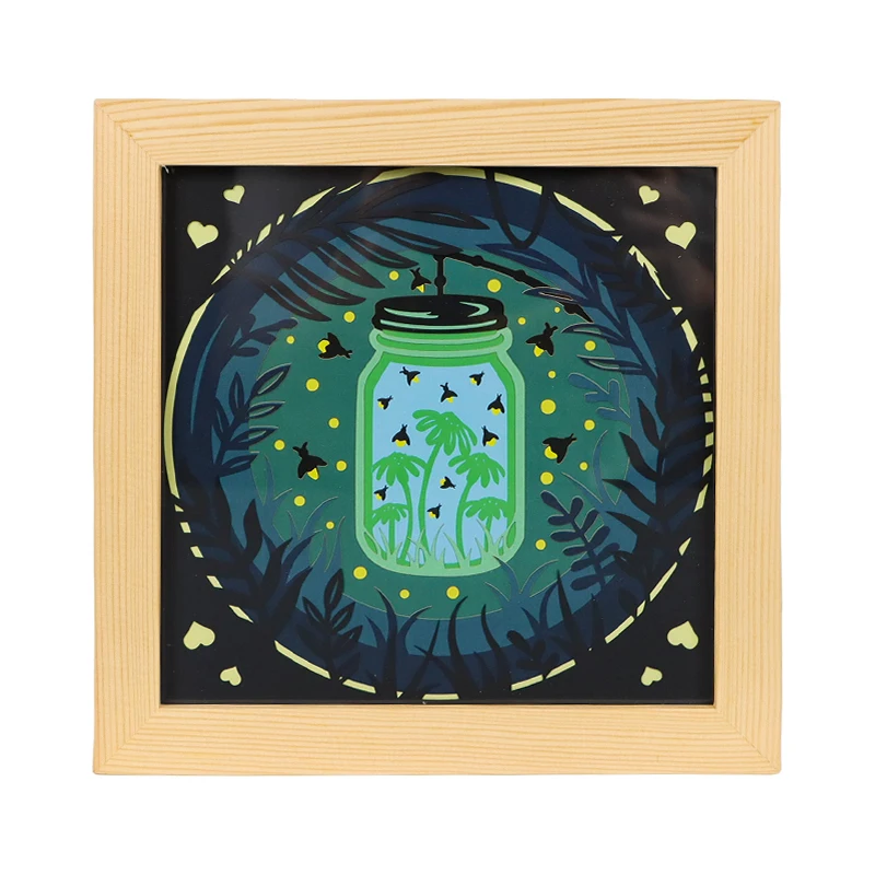 Wholesale Customized Eco Friendly 3D Shadow Box Frame Night Light  Wood Shadow Box