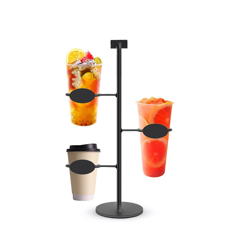 Metal Stand Coffee Cup Display Durable Milk Tea Cup Metal Display Rack