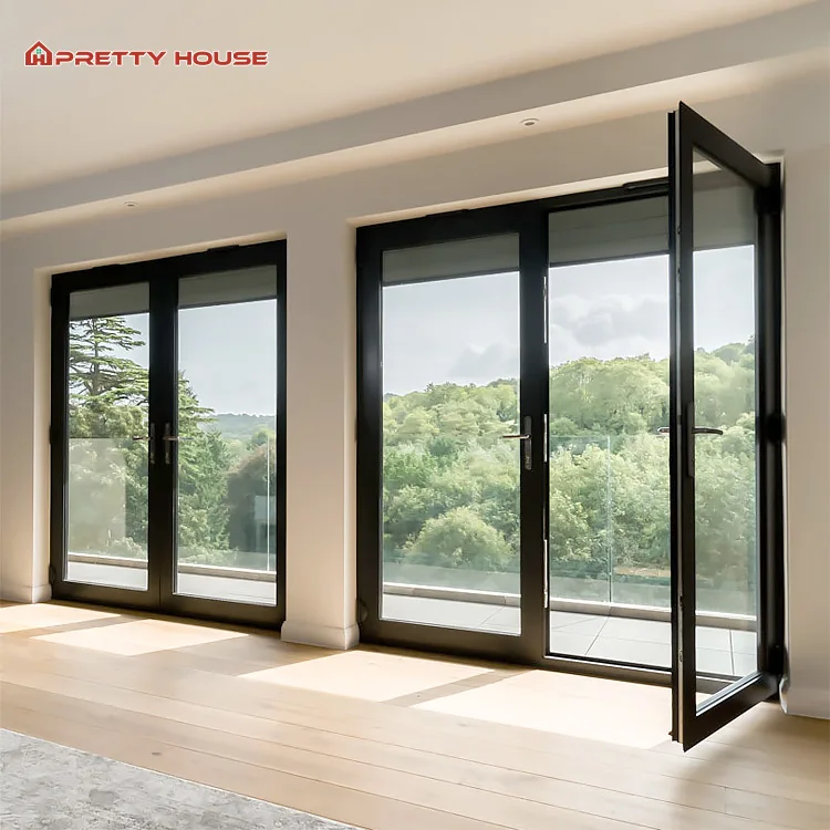 Interior Double Glazed Hinges Aluminum French Doors