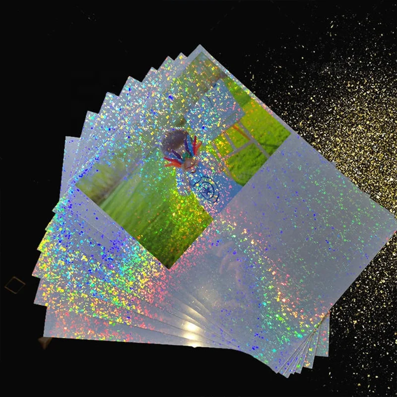 2023 Printable Holographic Advertising Materials Solvent Inkjet Laser PVC Waterproof Crystal Broken Glass Glitter