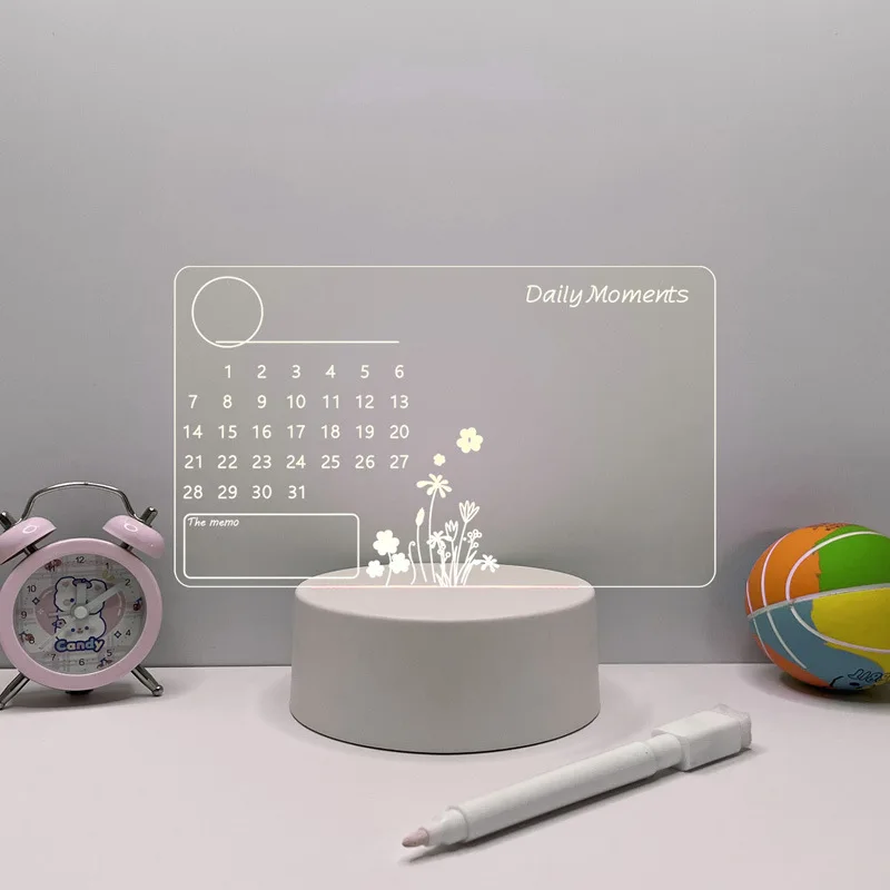 Acrylic Blank Writing Board Doodle Blank Acrylic Led Night Lamp USB Message Board Holiday Light With Pen 7 Color