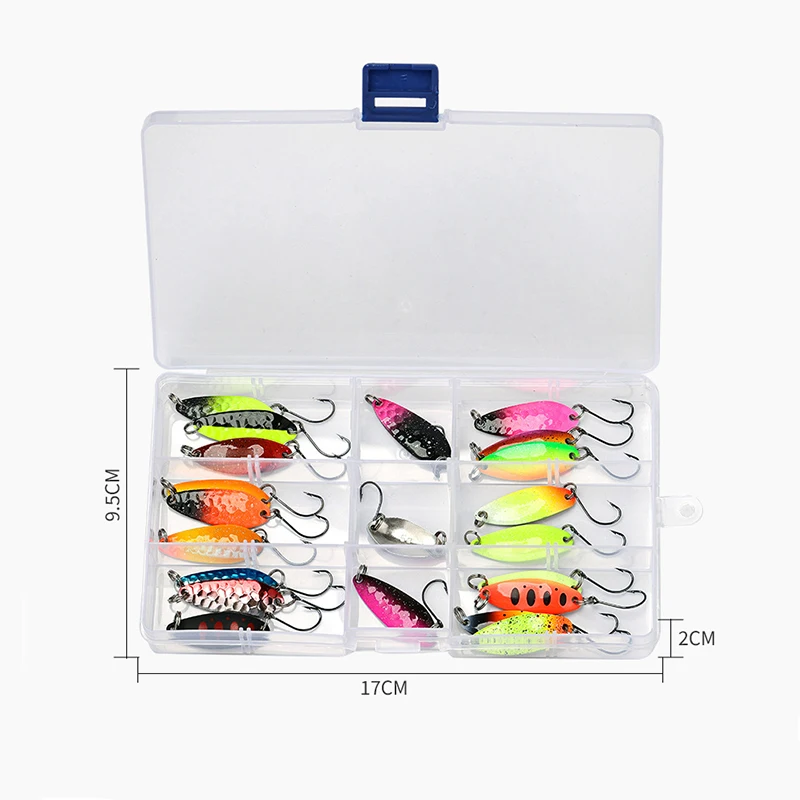 WEIHE 21pcs/43pcs metal fishing lure metal spoon lure kit trout fishing spoons combo pesca spinner bait tackle box fishing unit