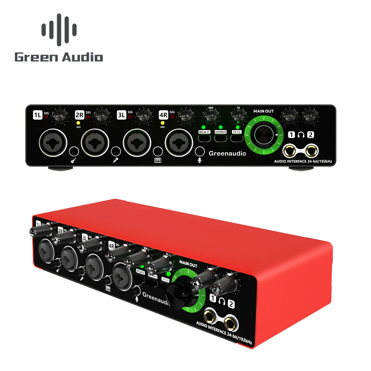 GAX-MD44 OEM Professional 24bit 192kHz Interface de Audio 4 in 4 Audio Interface for Podcast Recording Music Instrument