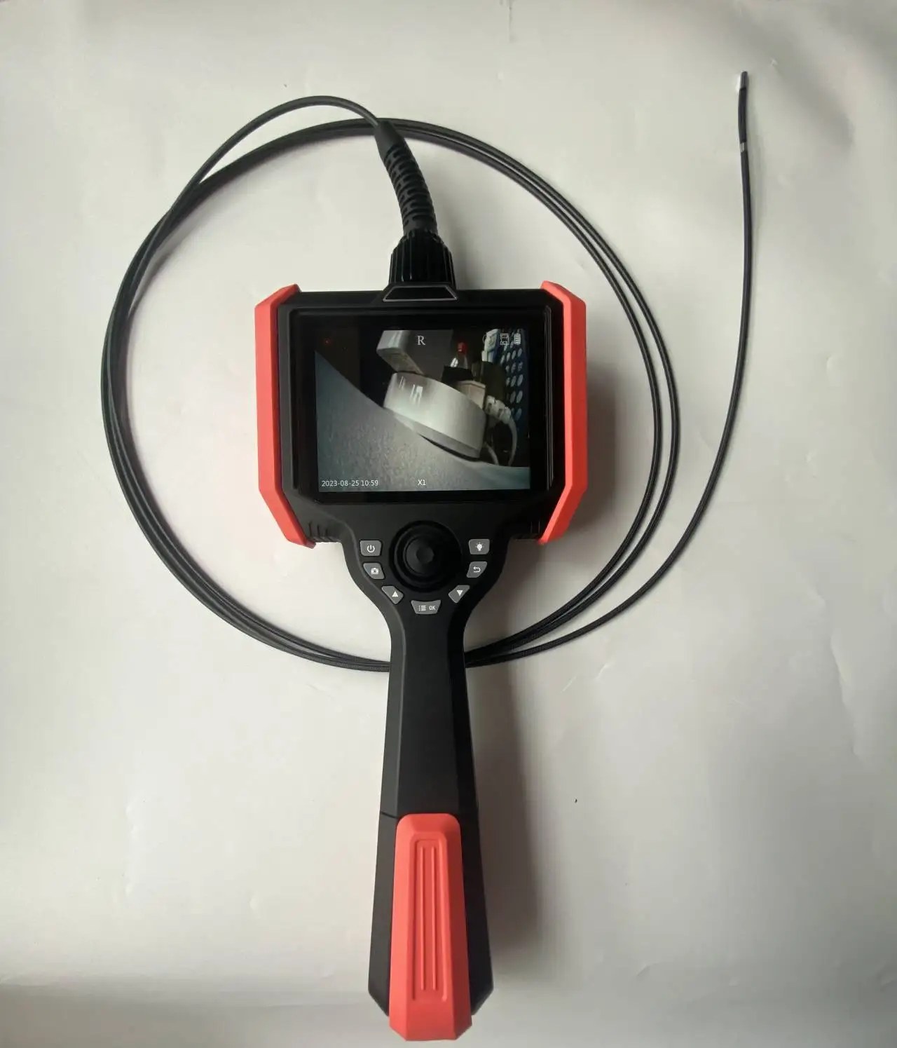 Flexible Industrial Borescope with 6mm Probe Lens, 3Mts Working Cable, 360 Degrees Joystick Articulation, 5 Inch Display