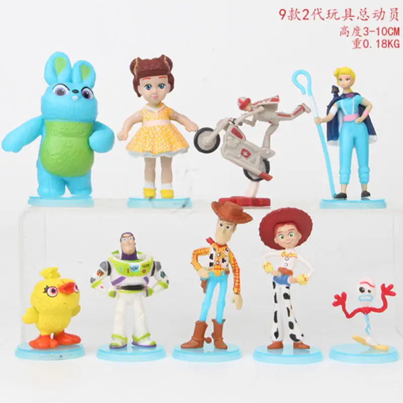 HWR 1010 Pvc Action 4 Figure 7Pcs Buzz Light year Tracy Woody Aliens Jessie Dragon Forky Action Figure Toy Story Set Models Toys