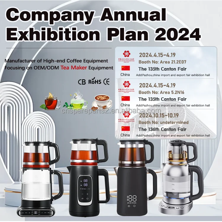 Smart Automatic Stainless Steel Heating Element Keep Warm Tea Maker Set Glass Electric Turkish Tea Maker