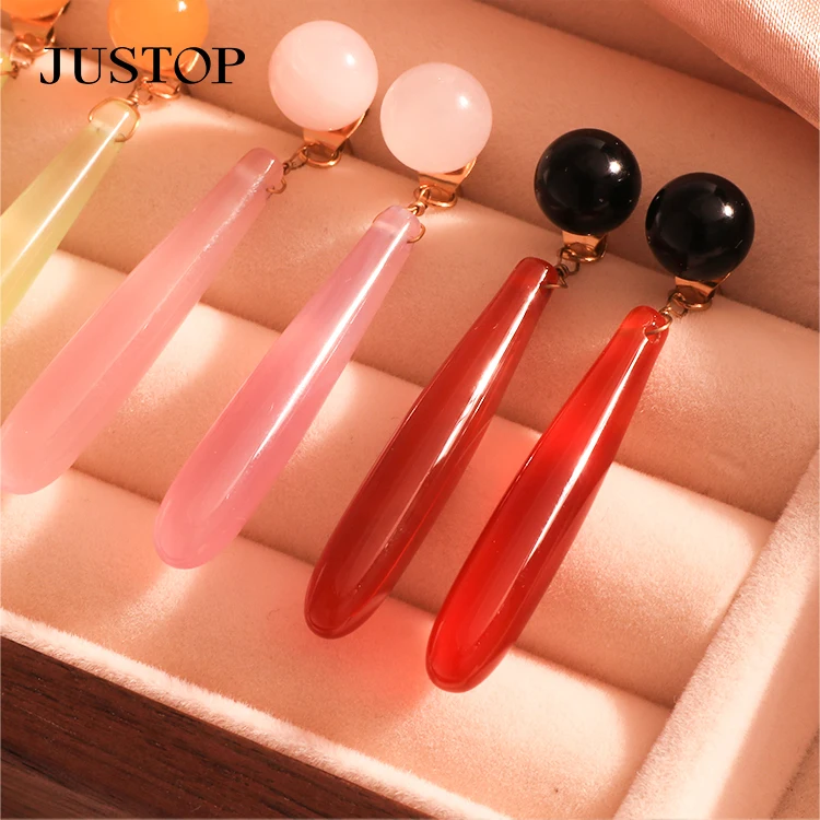 National Style Water Drop Pendant Earrings Mid-Ancient Earrings Look Fairer Slimming New Chinese Style Red Earrings