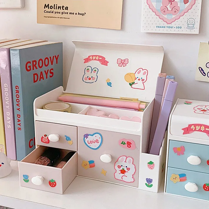 Creative Lovely Drawer Style Stationery Storage Box for Auto Insurance & Education for Make-Up Table & Thanksgiving Celebrations