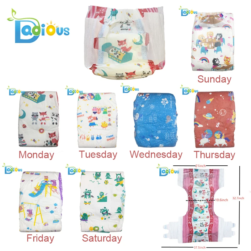 New 6000ML Abdl Week diaper 7Patterns Rainbow Week Ultra Thick Adult diaper Abdl