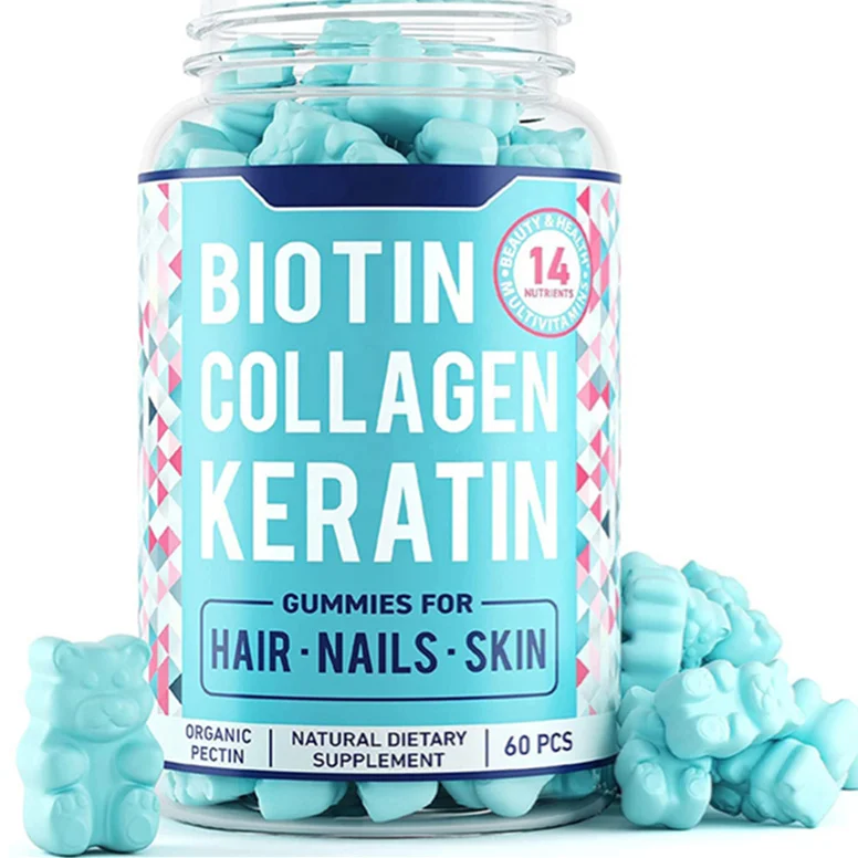 Private Label Vegan Collagen Supplements Biotin Collagen Gummy Hair Gummy Vitamins For Hair Skin And Nails