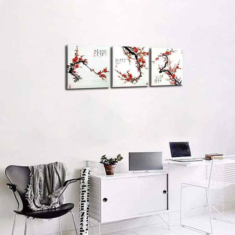 Traditional Chinese Plum Blossom Red Wall Art Home Decor