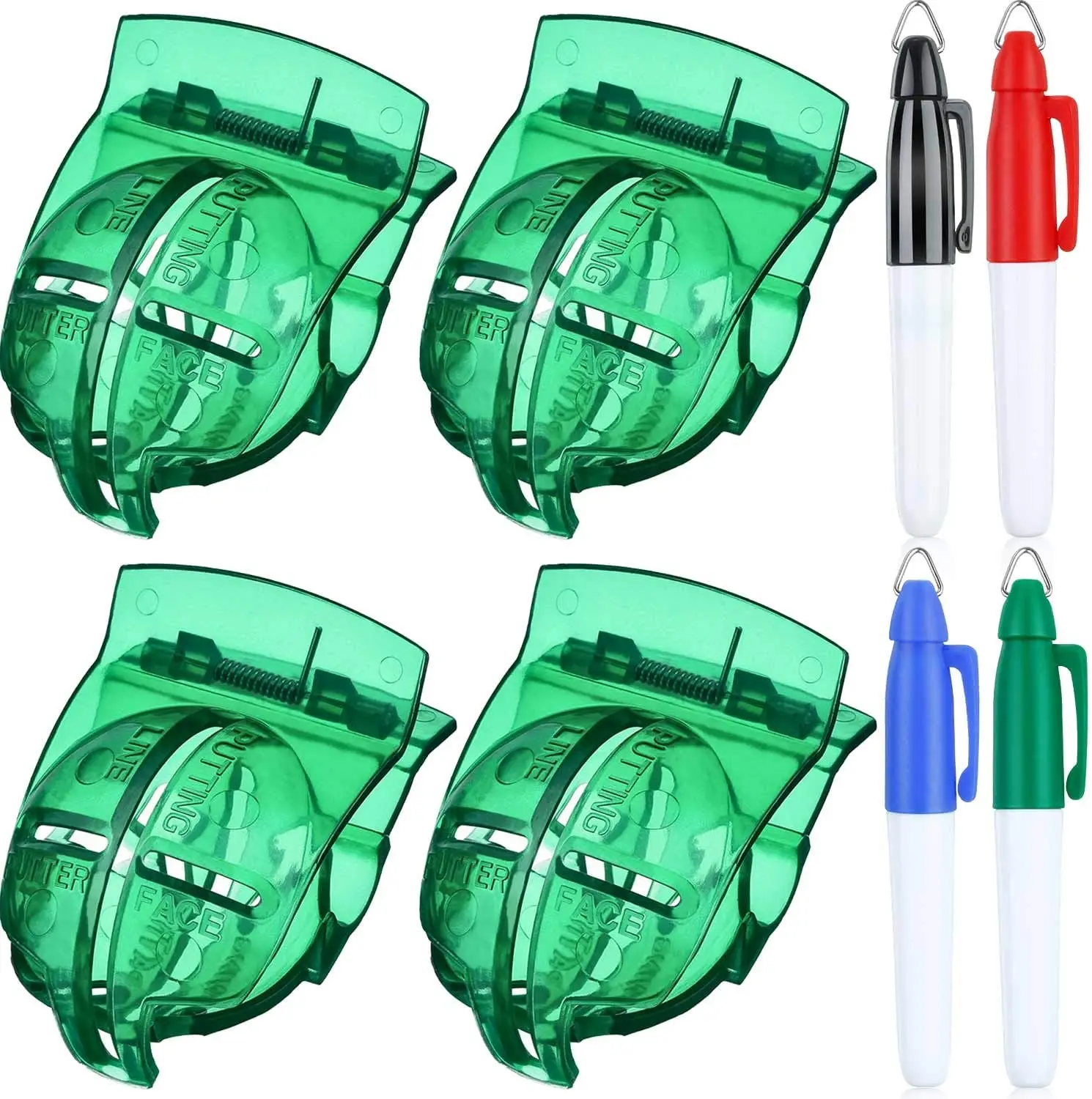
4 Pack Golf Ball Line Liner Ball Marking Tool Alignment Tool and 4 Pieces Golf Ball Marker Pen Drawing (Green) <span style=
