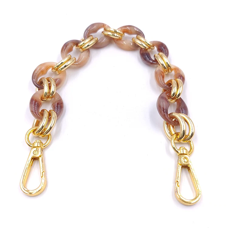 CH2412 Plastic Acrylic Special Buckles Link Chain Acryl Resin Purse Chains Wholesale Tortoise Acrylic Chunky Chain