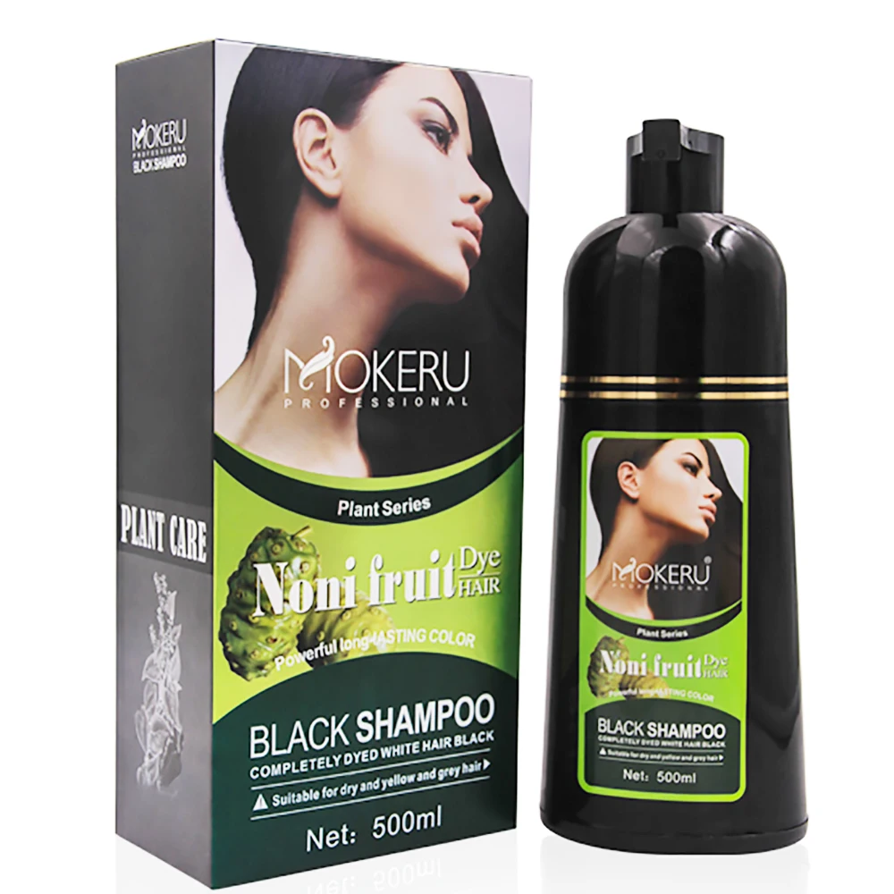 30pcs/Lot  Wholesale Mokeru Natural Noni Plant Black Hair Dye Shampoo for Women Covering White and Gray Hair