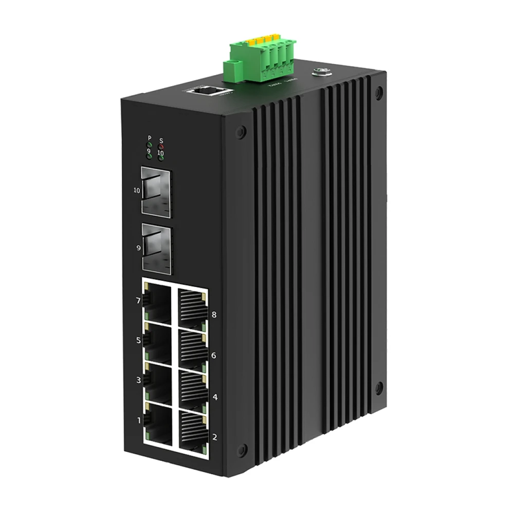 Промышленный управляемый коммутатор PoE с портами 8*10/100/1000Base-TX и 2*1 25 г/2 5 г SFP слотов 44-57VDC DIN-Rail для корпоративного использования