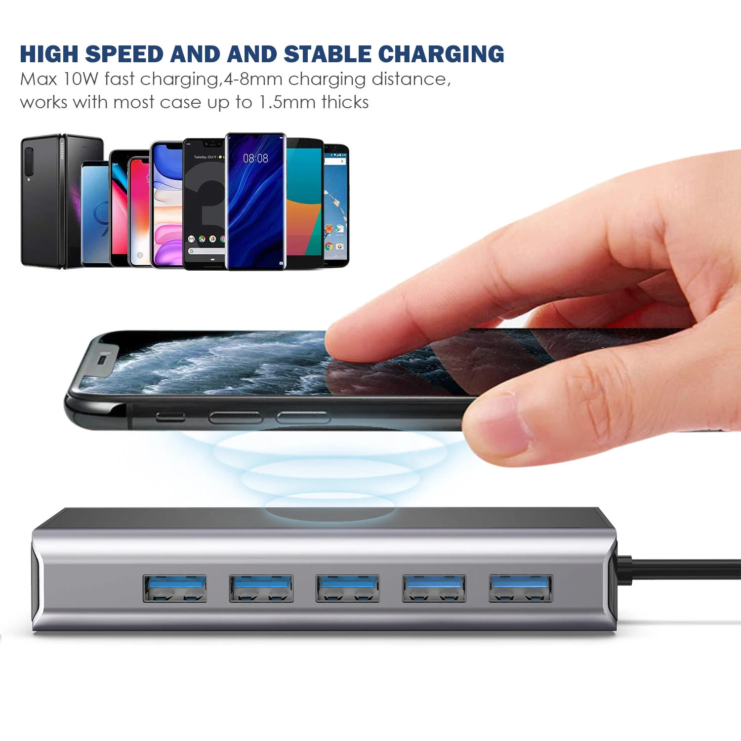  Многофункциональная док-станция типа C USB Hub 14 в 1 адаптер USB3.0 4K Беспроводная зарядка для Mac Mini Macbook