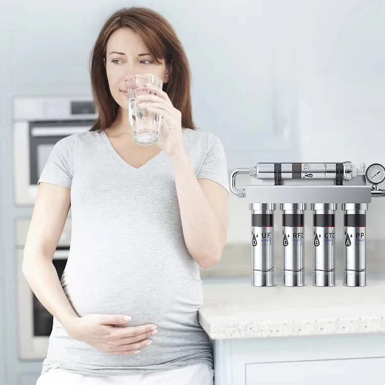 SANIPRO 5 Stage Sediment Active Carbon UF Water Purification Filters Under Sink SS Water Filter System for Home Drinking