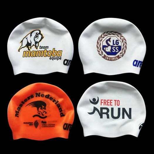 OEM Custom Logo Printed Suitable Seamless Hat Silicone Swim Cap For Unisex Kids Adult